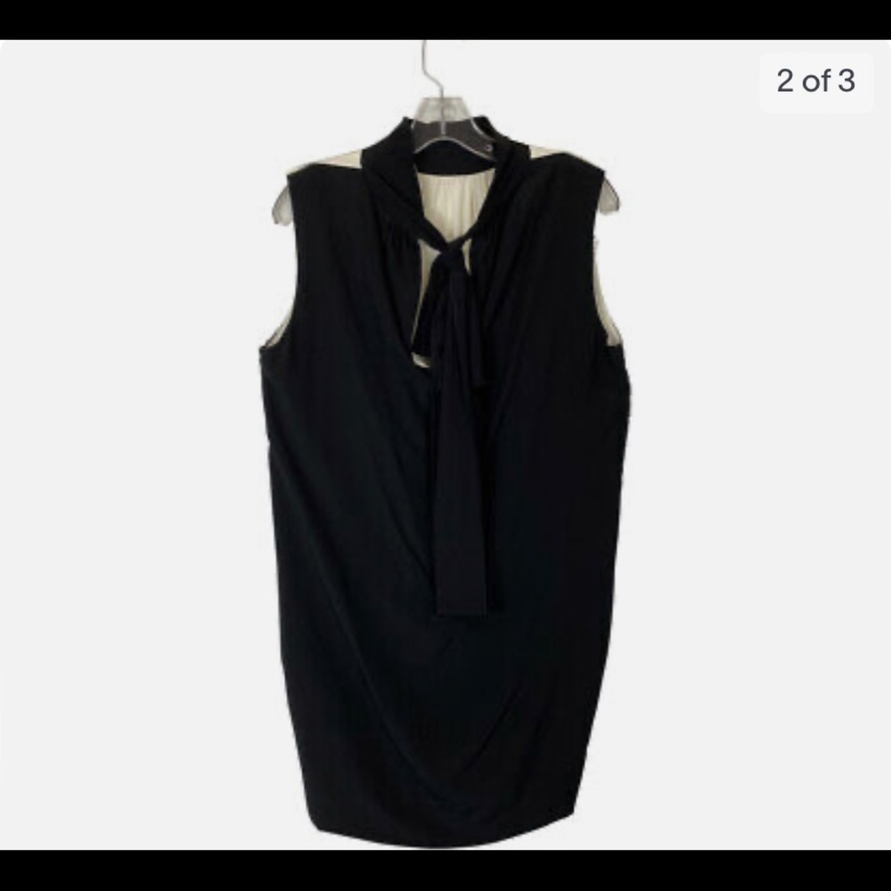 DOLCE AND GABBANA Silk Ivory/Black Lace Trim Dress - Picture 2 of 3